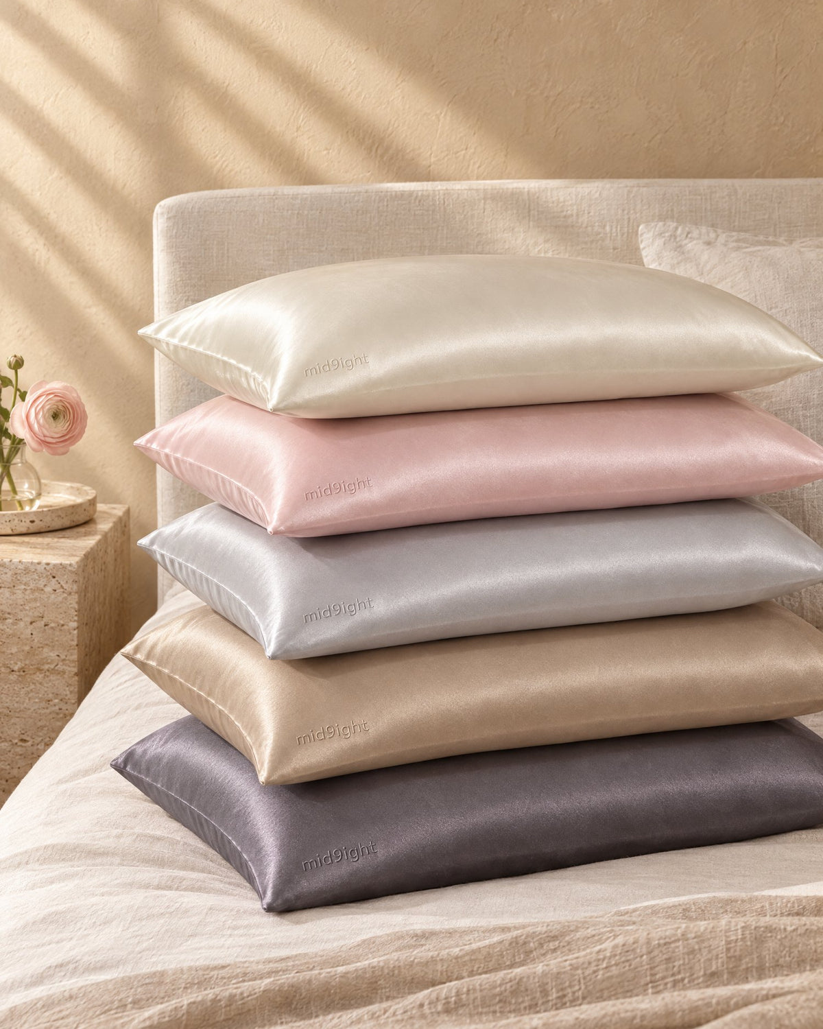 Dream Luxe mulberry silk pillowcases in five colours