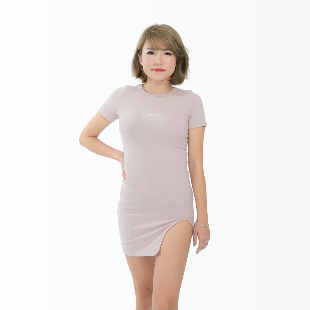 Sienna Mini T-shirt Dress With Slit – mid9ight